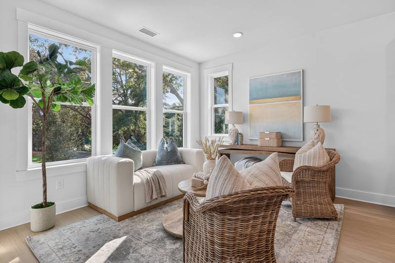 Living Room, furnished end unit