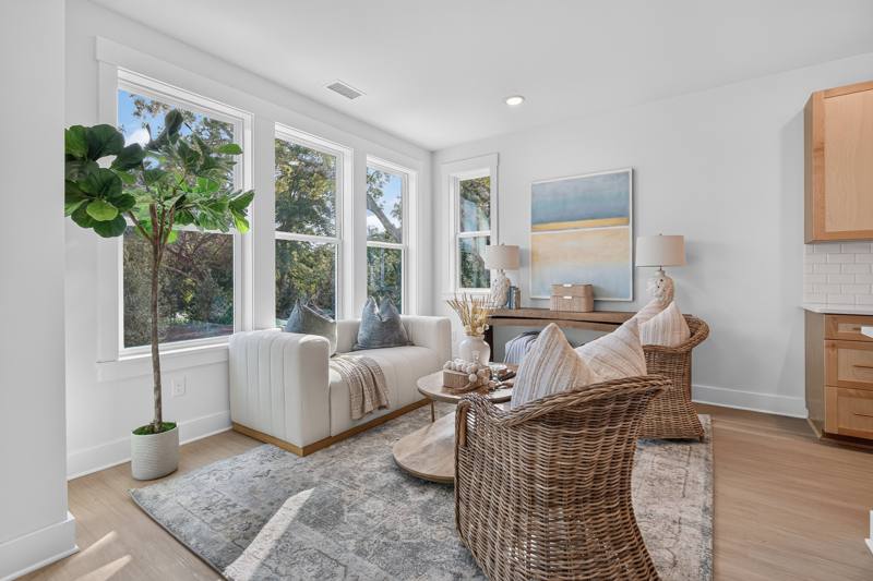 Living Room, furnished end unit