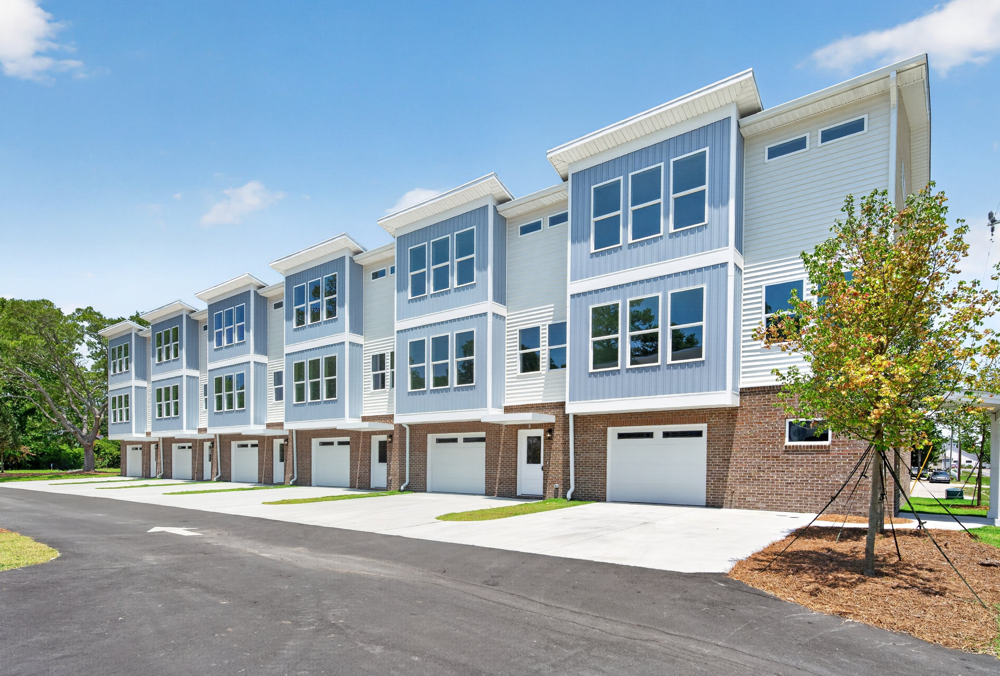 Front facades of The Magnolia townhomes